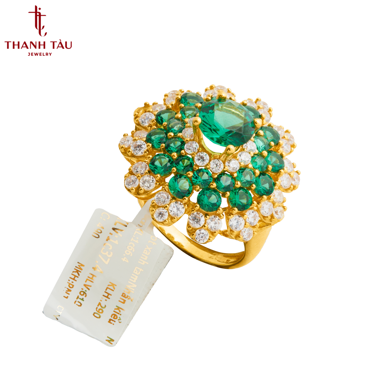 Nhẫn Nữ Kiểu Xoàn Bông Hột Xanh